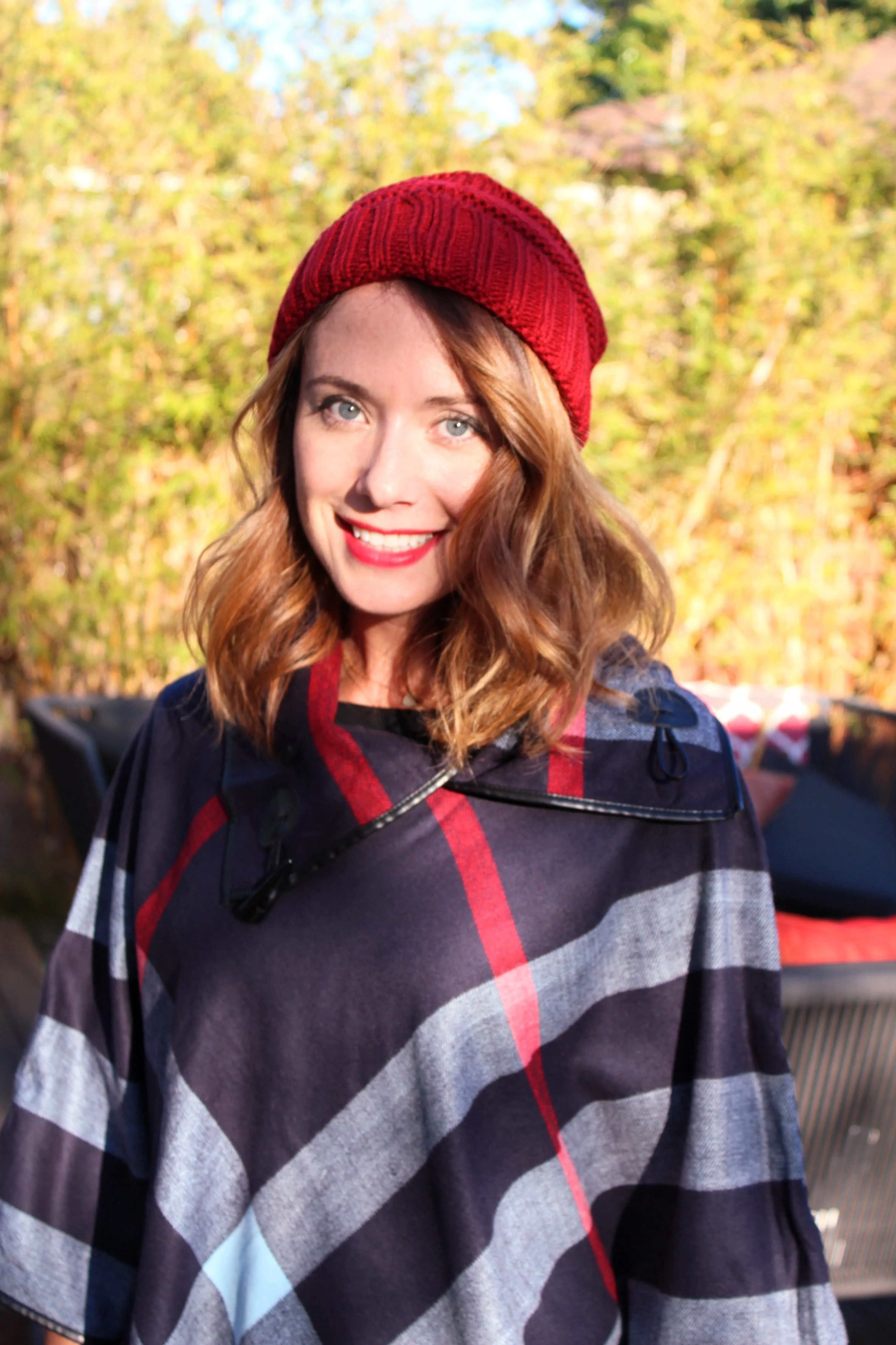 Adult Size - ARIA Plaid Collared Poncho - in 4 Colors