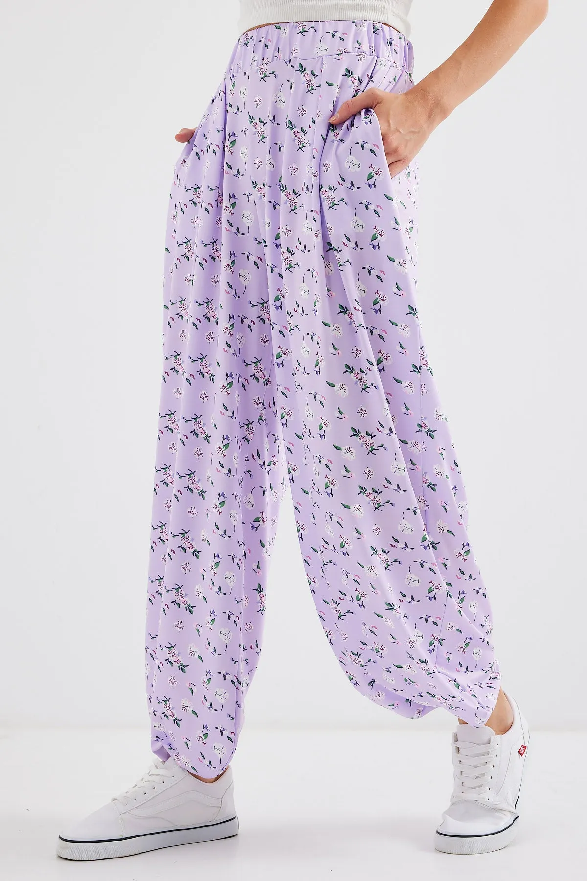 BGD Women Patterned Harem Pants - Lilac - Avondale