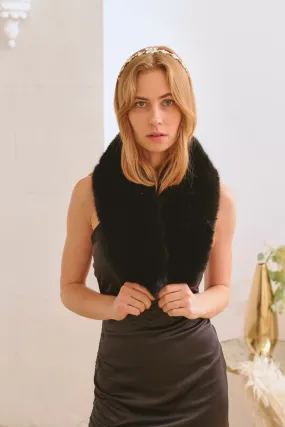 Black Luxury Faux Fur Collar Scarf