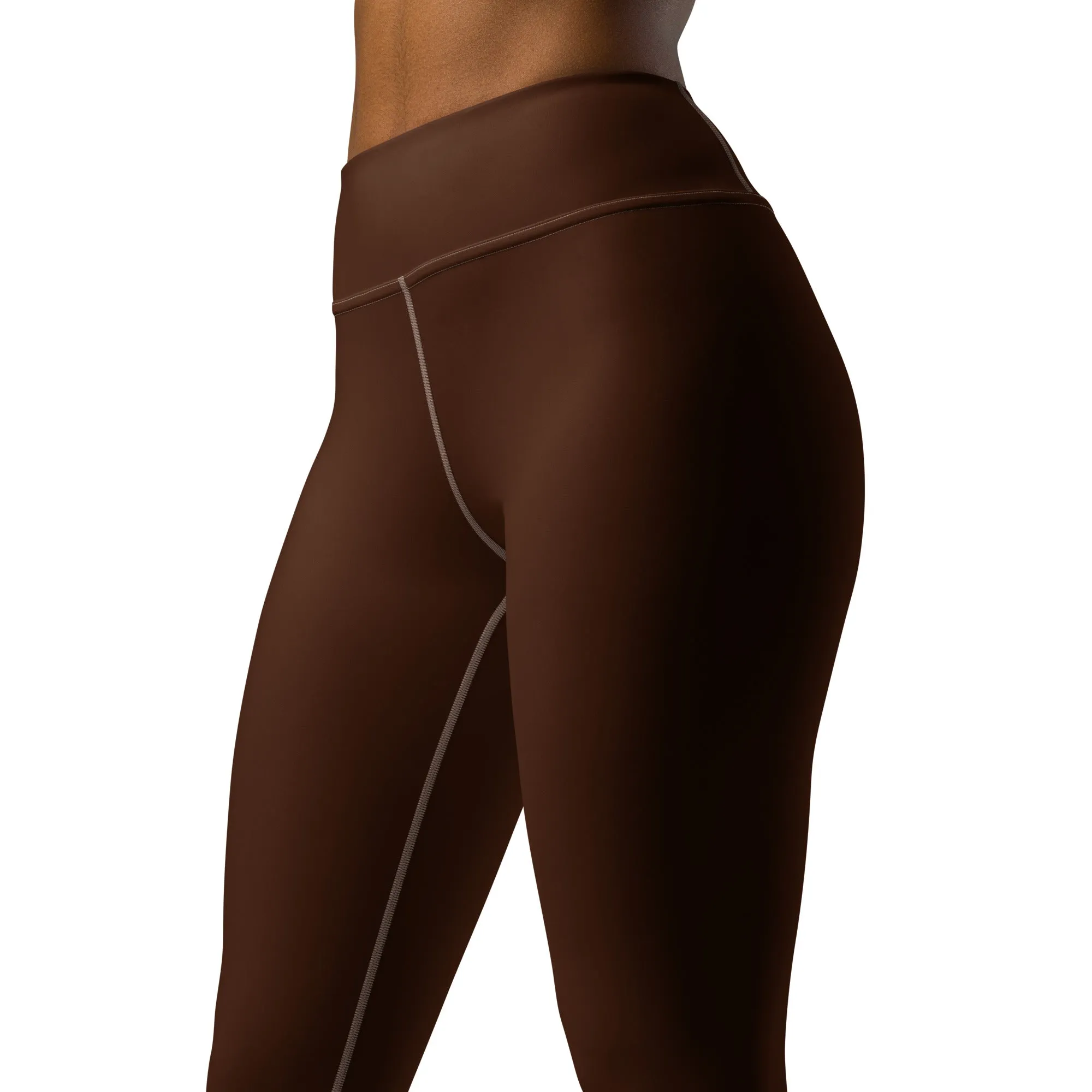 Casual Elegance: Solid Color Workout Leggings for Women - Chocolate