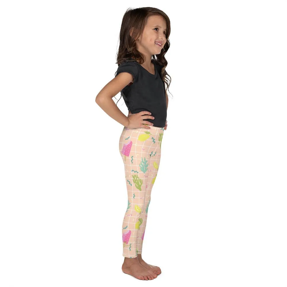 Cute Nude Modern Girl's Tights, Color Ice-cream Cactus Lemon Printed Best Kid's Leggings- Made in USA/EU