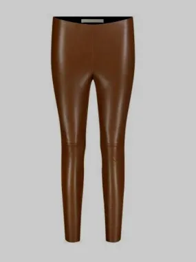 Mac 5978 0454 Faux Leather Pleather Leggings Brown 286