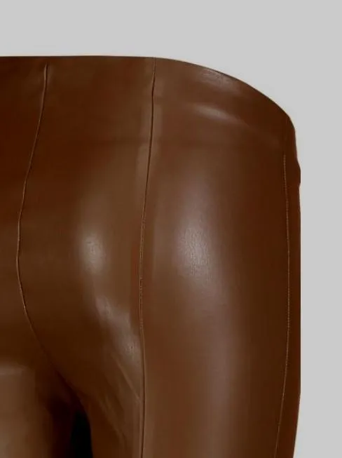 Mac 5978 0454 Faux Leather Pleather Leggings Brown 286
