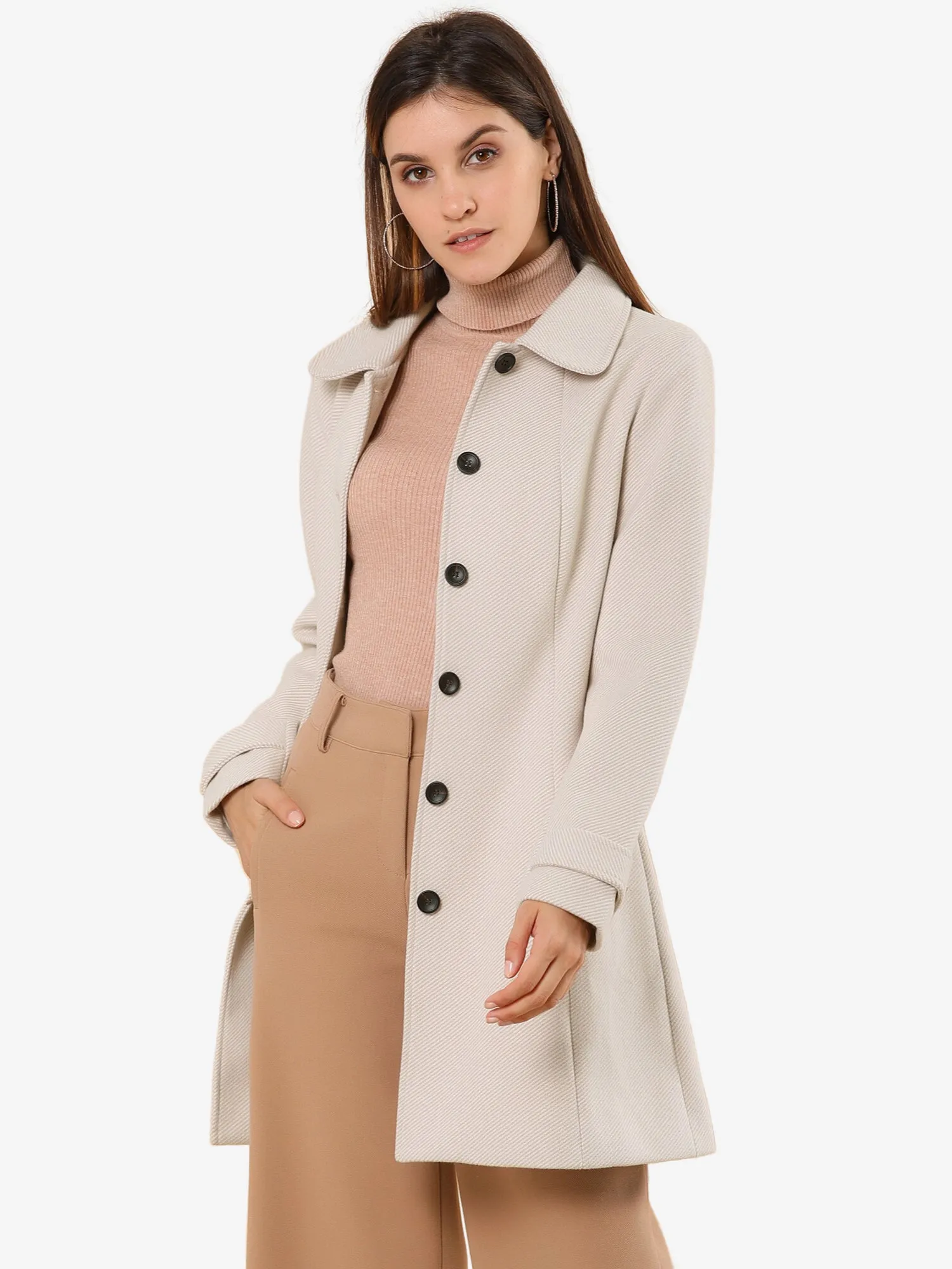 Peter Pan Collar Single Breasted Overcoat Winter Pea Coat