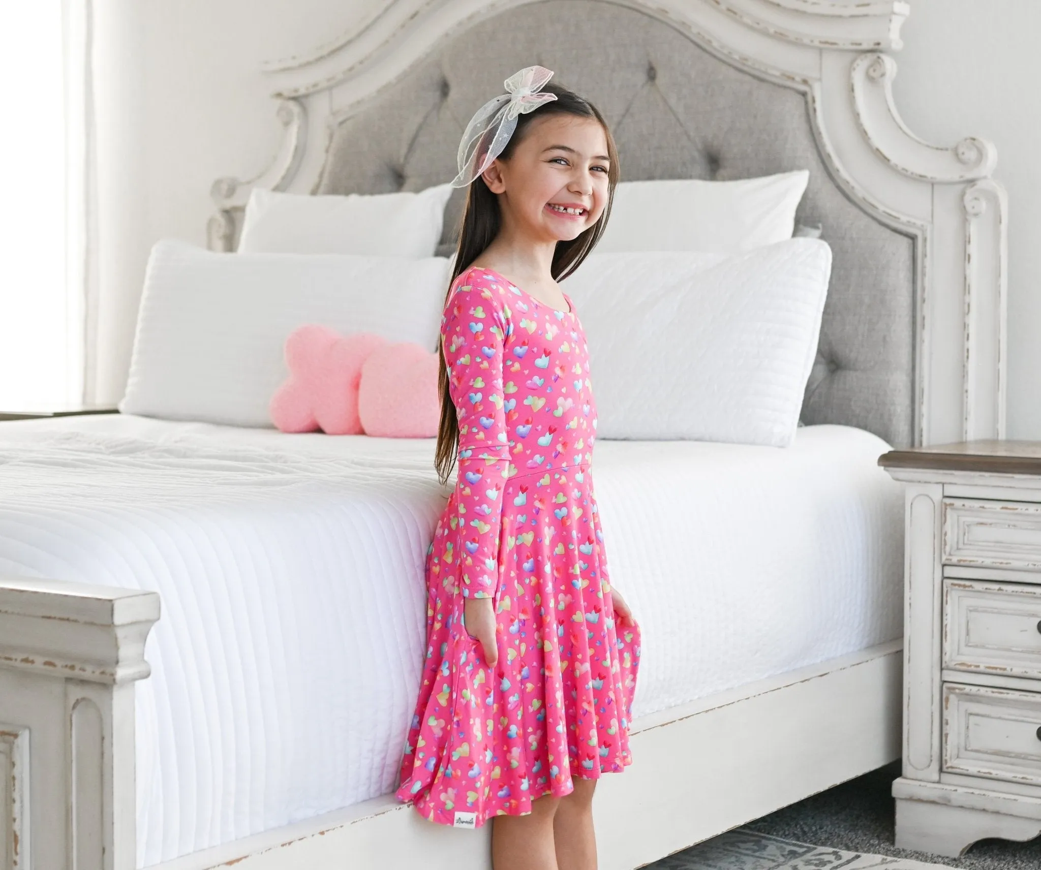 Rainbow Love Long Sleeve Twirl Dress