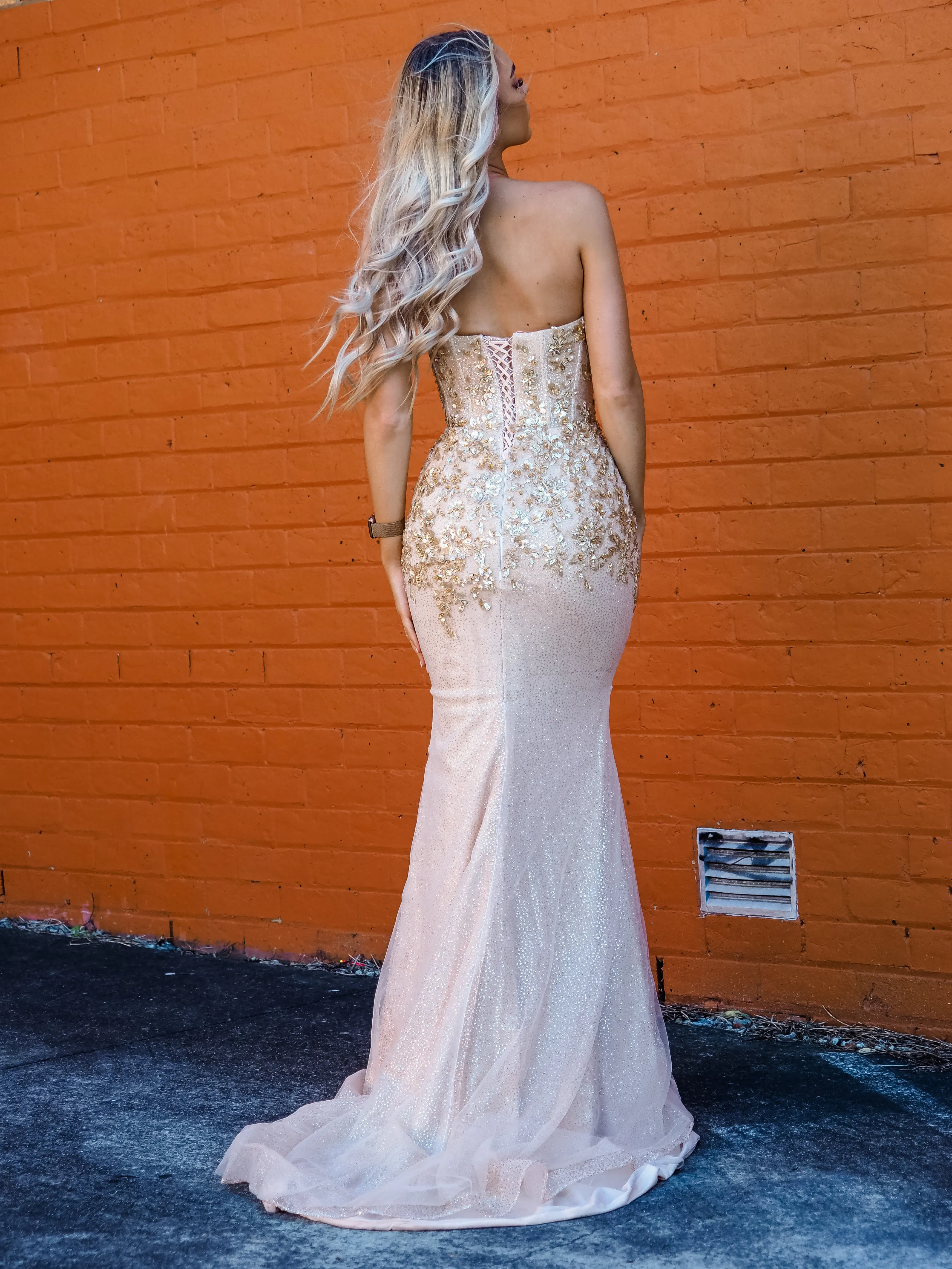 Sparkling gold bustier mermaid dress