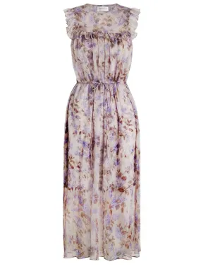 ZIMMERMANN - STRANDED BIB FLORAL MIDI DRESS - SZ 2